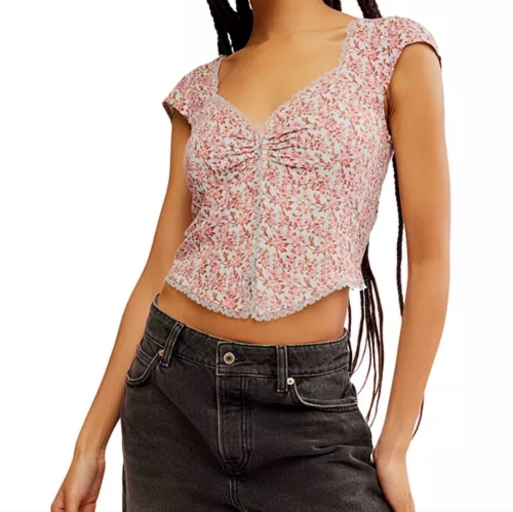 NWT Free People Fayne Printed Top